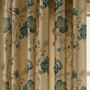 Elegant Beige Floral Curtain Panel